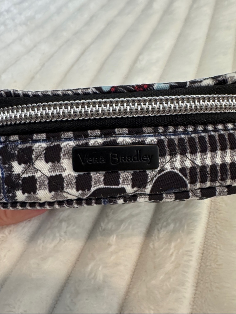 Vera Bradley Black and White Quilted Travel Pill Vitamin Case with Floral Detail - Picture 2 of 5